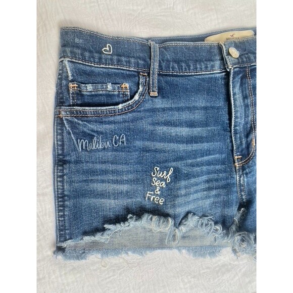 Hollister Short-Short High Rise Sz 15 w32 Beach Vibes Malibu West Co Embroidered - Picture 7 of 10